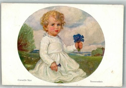 1928 sign. Max, Corneille Sonnenschein Mädchen mit Blumen Verlag Wohlgemuth & Lissner No. 5229 Künstlerkarte