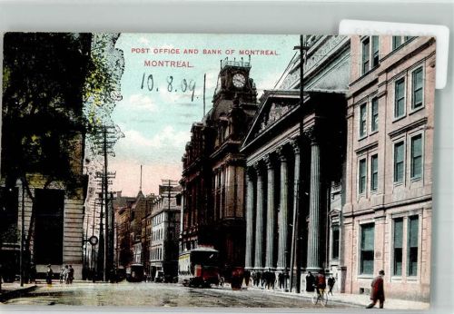 Montreal 1909 Postamt Straßenbahn Bank of Montreal
