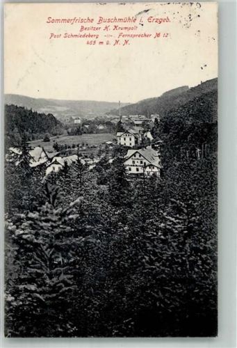 Schmiedeberg 1916 Gasthaus Buschmühle Bahnpost Hainberg