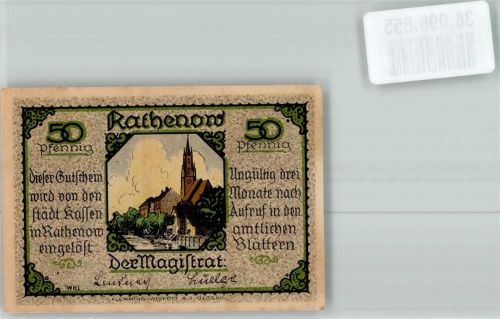 Rathenow Notgeld Rathenower Zietenhusar 50 Pfenning