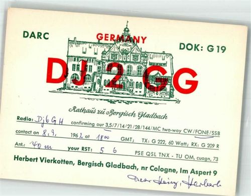 Bergisch Gladbach QSL-Karte DJ2GG Rathaus