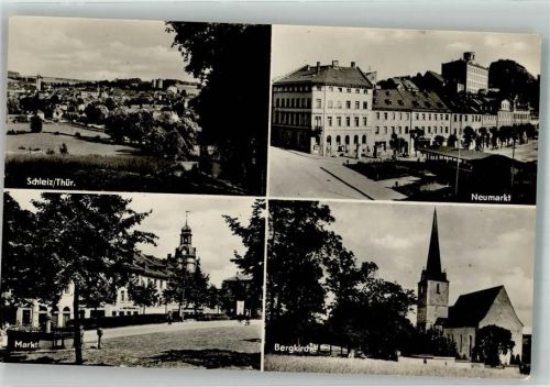 Schleiz 1962 Marktplatz Neumarkt Berg- Kirche