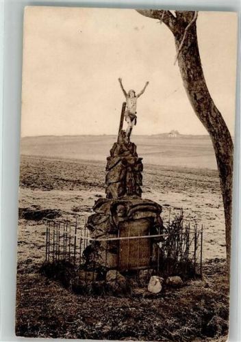 Sarrebourg 1914 Trotz Kriegseinwirkung erhalten gebliebene Christusfigur Fotograf Knecht Feldpost WK I Zensurstempel