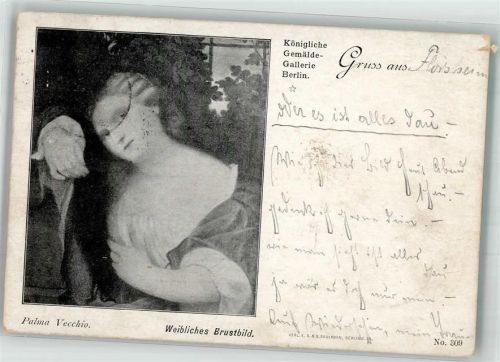Berlin Mitte 1898 sign. Vecchio, Palma Weibliches Brustbild in der Königlichen Gemäldegalerie No. 309