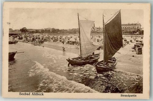 Ahlbeck 1925 Schwimmbad Strand Segelboote
