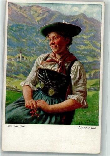 sign. Rau, Emil Alpenröserl Tracht ASM Nr. 231