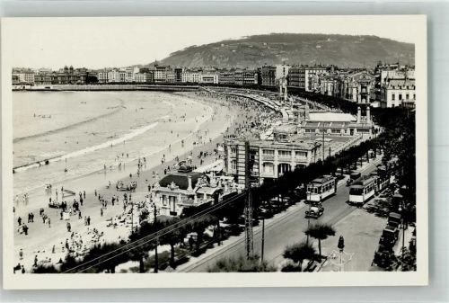 San Sebastian Schwimmbad Strand Auto Straßenbahn