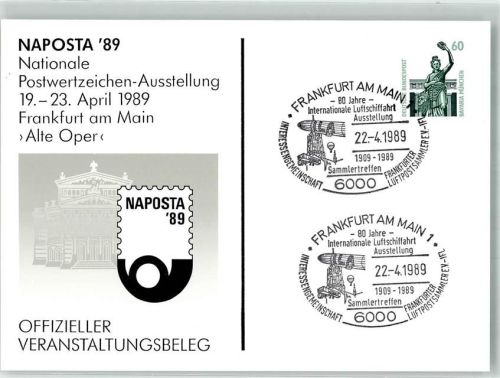 Frankfurt Naposta `89 Nationale Postwertzeichen Ausstellung 19.-23.4.1989