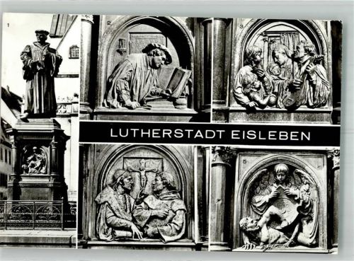 Lutherstadt Eisleben Lutherdenkmal mit Detailaufnahmen VEB Bild und Heimat