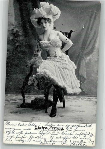 1907 Portrait der Schauspielerin Claire Ferand Mode Hutmode