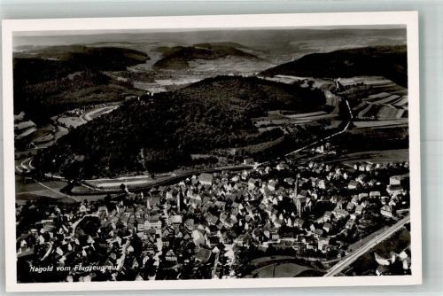 Nagold 1939 Fliegeraufnahme des Ortes mit der Stadtkirche