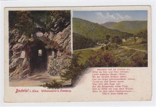 Bodetal i. Harz mit Wilhelmsblick b. Treseburg gelaufen. Marke entfernt. Leicht abgerundete Ecke n, sonst gut erhalten.