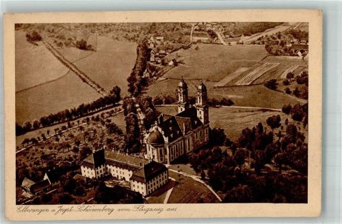 Ellwangen 1925 Fliegeraufnahme der Wallfahrtskirche Schönenberg