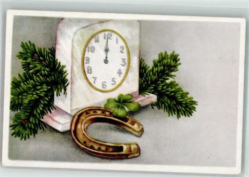 Hufeisen Glücksklee Die Uhr schlägt 12 Neujahr Erika Nr. 6167