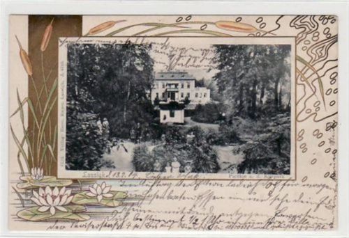 Bad Lausigk Bad Lausigk, Rahmenkarte mit Partie aus dem Kurpark gelaufen von 1904. Gute Erhaltung.