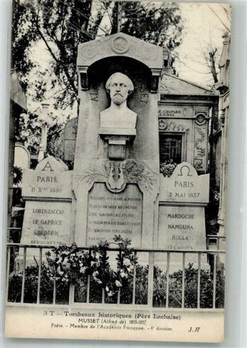 Paris Hist. Grab Pere Lachaise Musset Alfred de 1810-1857