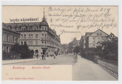 Radeberg. Dresdner Straße Hotel Kaiserhof. Karte beschrieben Gute Erhaltung.