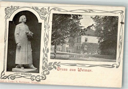 Weimar 1902 Denkmal des Komponisten und Liszthaus Jugendstil