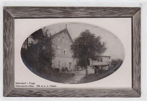 Passepartoutkarte von Dittersdorf im Erzgebirge. Dittersdorfer-Höhe gelaufen am 05.06.1913. Gute Erhaltung.