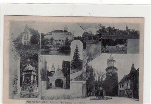 Wiesenburg i.d.M.. Abgebildet ist sind Ansichten vom Schloß und vom Park. Postalisch befördert mit Marke 1924. Gute Erhaltung.