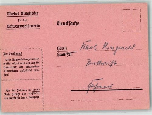 Schopfheim Schwarzwaldverein Beitragsquittung