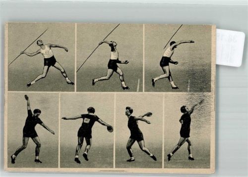 Speerwurf Diskuswerfen Informationskarte Bildserie Dr. Oetker Leichtathletik KEINE AK