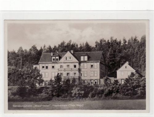 Frankenhain mit Genesungsheim Waldfrieden ungelaufen Ecken mit Albumabdrücken. Gute Erhaltung.
