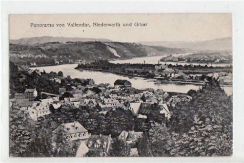Vallendar am Rhein mit Panorama, Niederwerth und Urbar. Feldpost, mit Stempel von 1918 kleiner Knick unten rechts, sonst gut erhalten
