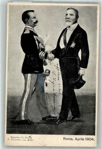 Roma 1904 sign. Zocchi König Viktor Emanuel III mit einem Honoratioren Künstlerkarte