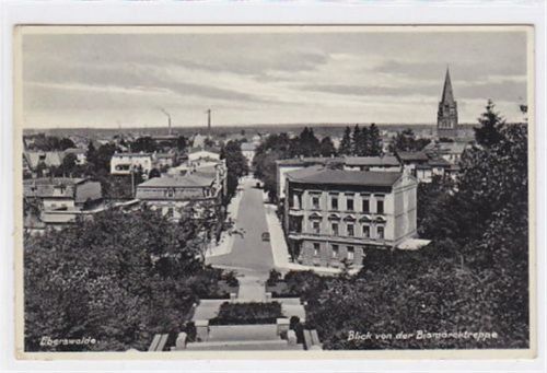 Eberswalde Eberswalde mit Blick von der Bismarcktreppe gelaufen 1936. Leichter Bug oben links, sonst gut erhalten.