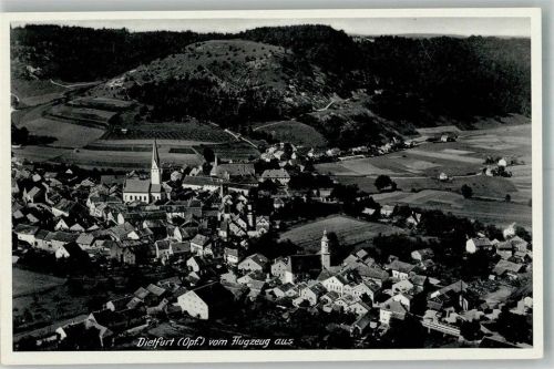 Dietfurt 1937 Fliegeraufnahme des Ortes mit Kirche St. Ägidius