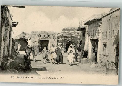 Marrakesch Esel Tracht Marktszene Souk des Teinturiers