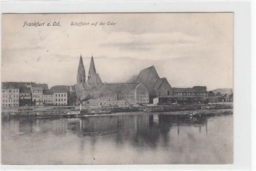 Frankfurt Frankfurt a. O. Schiffahrt auf der Oder gelaufen, 1908. Leichte Stempelspuren, sonst gut erhalten
