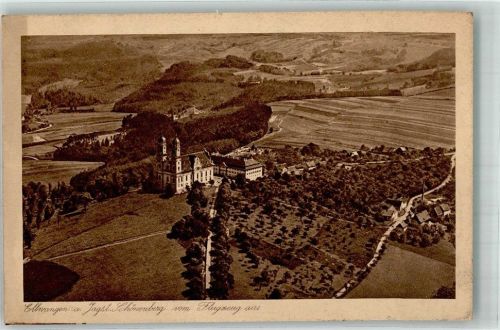 Ellwangen 1925 Fliegeraufnahme der Wallfahrtskirche Schönenberg
