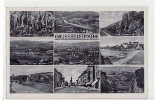 Iserlohn Letmathe im Sauerland mit 9 Abbildungen gelaufen von 1942. Leichter Bug oben und unten links, sonst gut erhalten