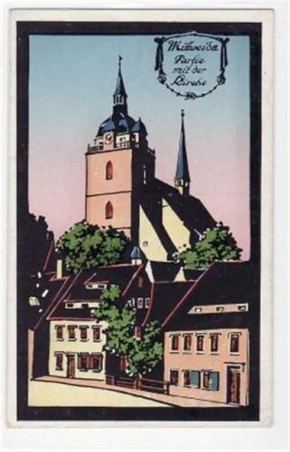 Mittweida Mittweida, Künstlerkarte mit Partie an der Kirche ungelaufen kleiner Knick unten rechts, sonst gut erhalten.
