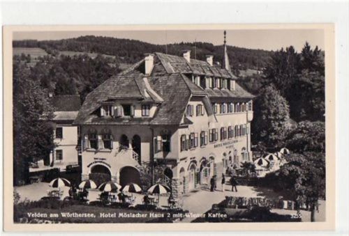 Velden am Wörthersee mit Hotel Möslacher, Haus 2. Karte beschrieben. Gute Erhaltung.