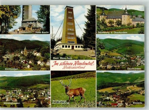 Oberhundem Hohe Bracht Rhein Weser Turm Adolfsburg Kirchhundem Rinsecke Würdinghausen Hirschgehege Rothaargebirge Aussichtsturm Kirche