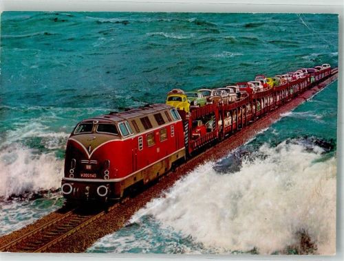 Morsum Autozug mit Lokomotive V200240 auf dem Hindenburgdamm