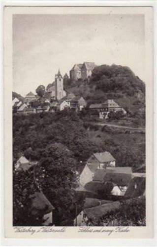 Westerburg im Westerwald mit Schloß und evangl. Kirche gelaufen und Bahnpoststempel von ca. 1930 kleiner Knick oben links und unten rechts, sonst gut erhalten
