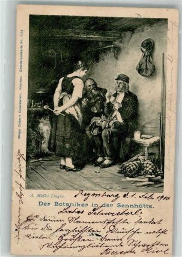 1900 sign. Müller-Lingke A. Der Botaniker in der Sennerhütte No. 2164