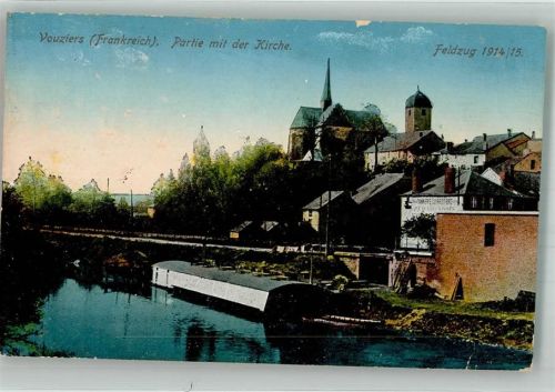 Vouziers 1915 Partie mit Kirche Feldpost WK I IX,Armeekorps
