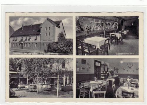 Gasthaus Brauhof Bad Sulza i./Thür. mit Gartenwirtschaft, Garten und Gastzimmer. Bes. Hugo Volkland gelaufen 1940. Leichte Stempelspuren oben links, sonst gut erhalten.