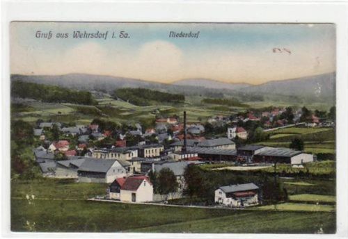 Wehrsdorf Wehrsdorf mit Blick auf das Niederdorf ungelaufen Leichte Abschürfungen auf der Voderseite, leicht fleckig, sonst gut erhalten.