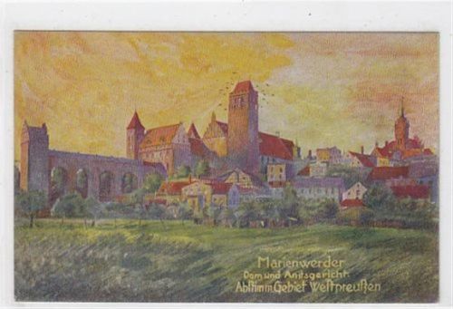 Marienwerder Künstlerkarte Marienwerder / Kwidzyn. Dom Amtsgericht. Abstimm. Gebiet Westpreußen ungelaufen Sehr gut erhalten.
