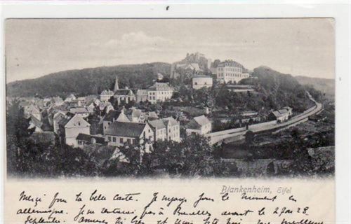 Blankenheim i.d. Eifel mit Gesamtansicht gelaufen von 1903. Ecken mit Albumabdrücken, sonst gut erhalten