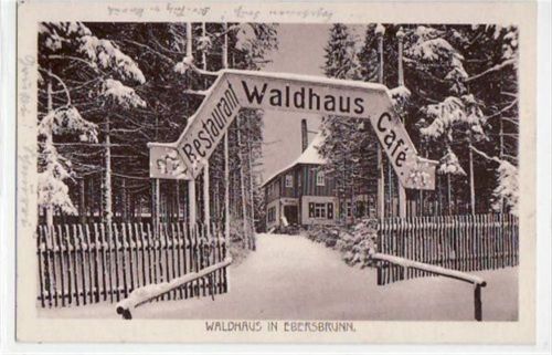 Ebersbrunn mit Waldhaus im Winter gelaufen von 1929. Gute Erhaltung.