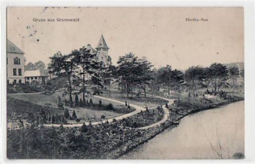 Berlin Wilmersdorf, Grunewald mit Hartha See gelaufen von 1909. Gute Erhaltung.