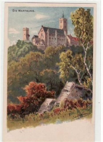 Wartburg Lithographie. Totalansicht der Wartburg bei Eisenach i. Thür. ungelaufen Top Erhaltung.