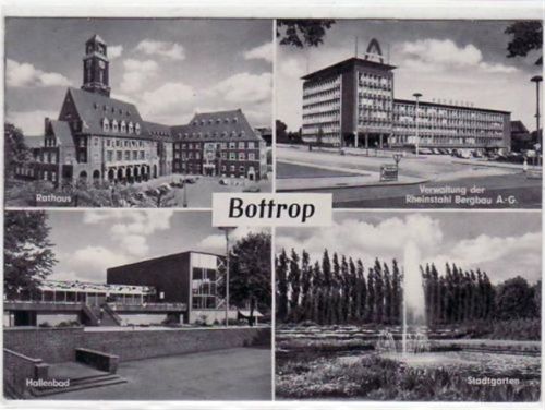 Bottrop mit 4 Abbildungen gelaufen, mit Marke und Stempel, Datum nicht lesbar. Leicht bügig, leicht fleckig, sonst gut erhalten